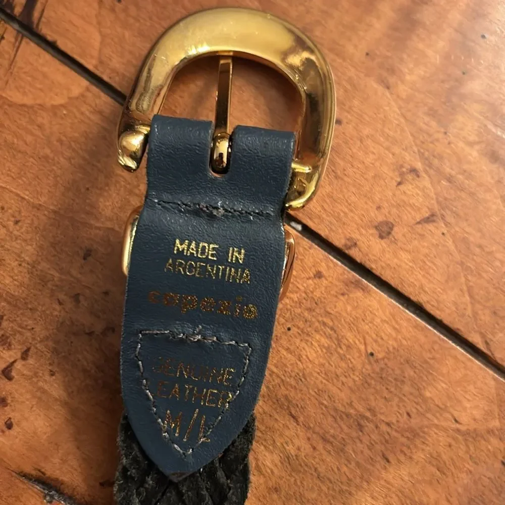 Vintage Capezio Braided Leather Belt (Blue) - M/L